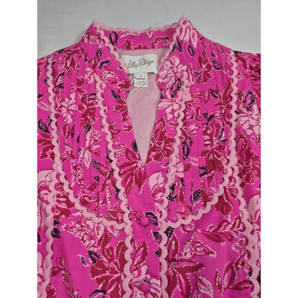 Lilly Pulitzer Women's Dress Size 4 Arletta Passion Fruit Pink Floral (25) - Picture 4 of 16